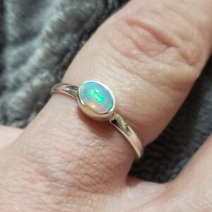 Genuine Ethiopian Opal Ring ~ 925 Sterling Silver